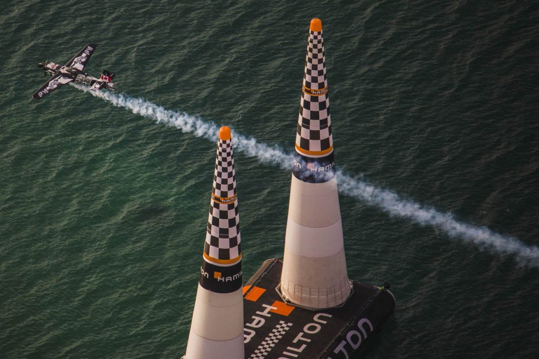 Pete McLeod of Canada performs during the finals at the first stage of the Red Bull Air Race World Championship in Abu Dhabi, United Arab Emirates on February 11, 2017. 