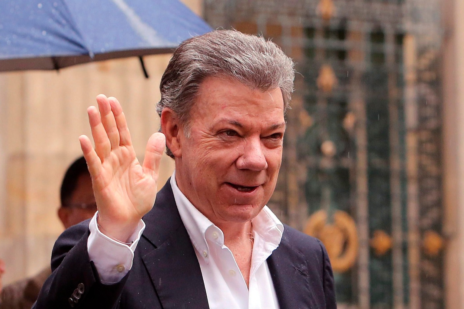 Bogotá, 2016. október 7.. 2016. október 2-án Bogotában készített kép Juan Manuel Santos kolumbiai elnökről. A Norvég Nobel-bizottság 2016. október 7-én Oslóban bejelentette, hogy a kolumbiai fegyveres konfliktus lezárásáért tett erőfeszítéseiért Santos kapja idén a Nobel-békedíjat. (MTI/EPA/Mauricio Duenas Castaneda)