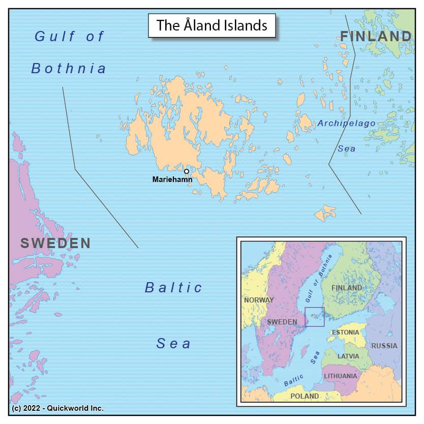 A több mint 6500 szigetből álló Aland-szigetek 1921-ben, a Nemzetek Ligájának akkori határozata alapján Finnország autonóm és demilitarizált régiója lett.